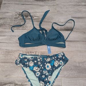 Cupshe Floral Blue Bikini Set